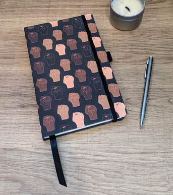 A notebook with a pen on top of it